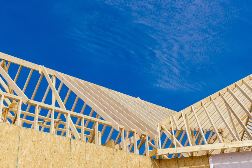 New home construction of construction roof timbers the framing